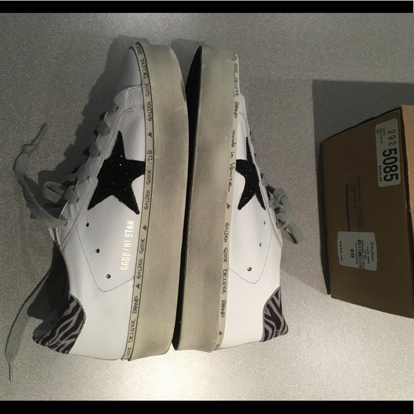 Golden Goose Hi Star Sneaker White/Black Glitter - Picture 5 of 8